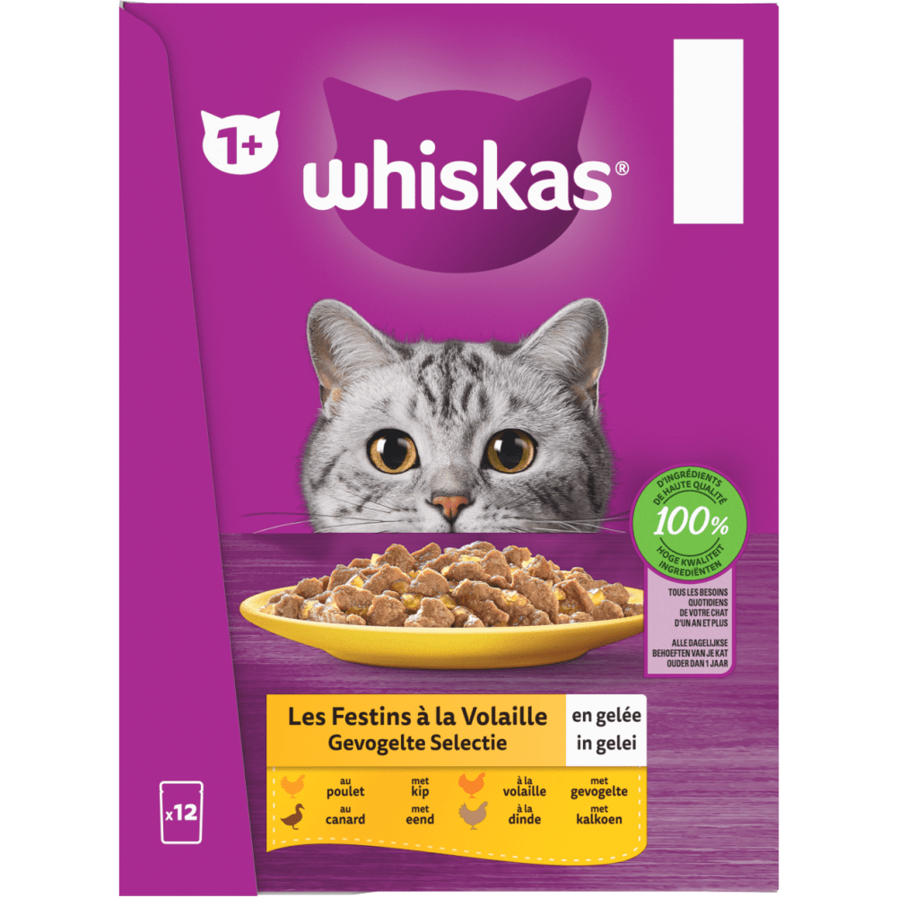 Whiskas Aliment complet pour chat - La carte Mer et Campagne en gelée