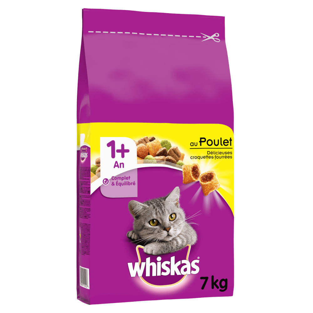 WHISKAS Adulte 7 kg croquettes pour chats adultes au thon délicieux