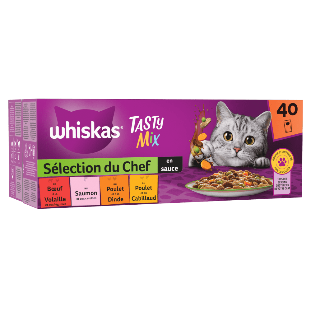 MEGAPACK WHISKAS Sachets fraîcheur Les Repas Classiques en sauce pour chat  adulte 80x85g